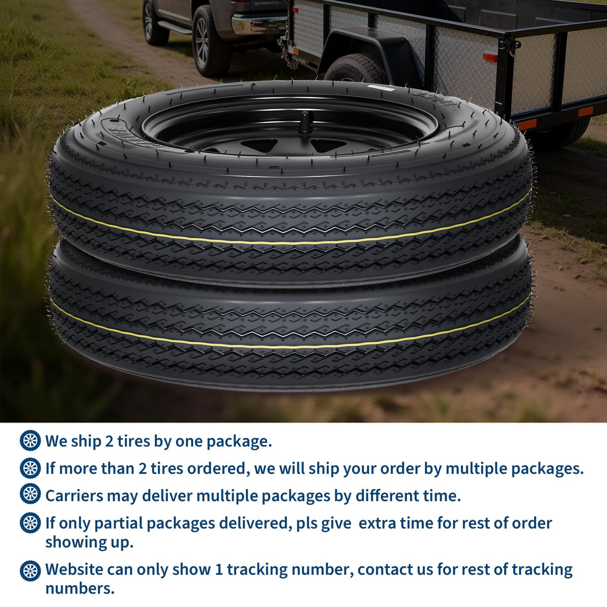 2-Pack Trailer Tire On Rim 5.30-12 4 Lug 12 in Wheels Load Range C Black R80395