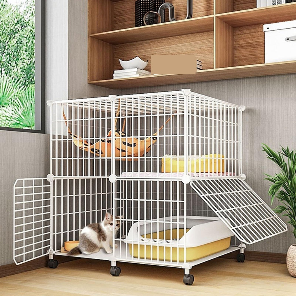 Large Indoor Detachable Metal Cat Cage with Cat Bed Q36852