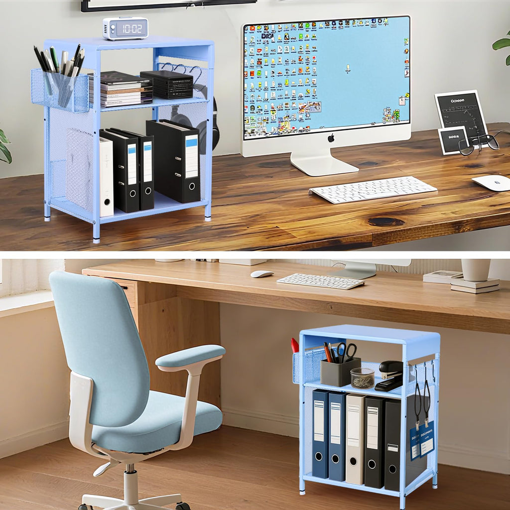 Sky Blue Kids Nightstand with Hooks and Holder W69587