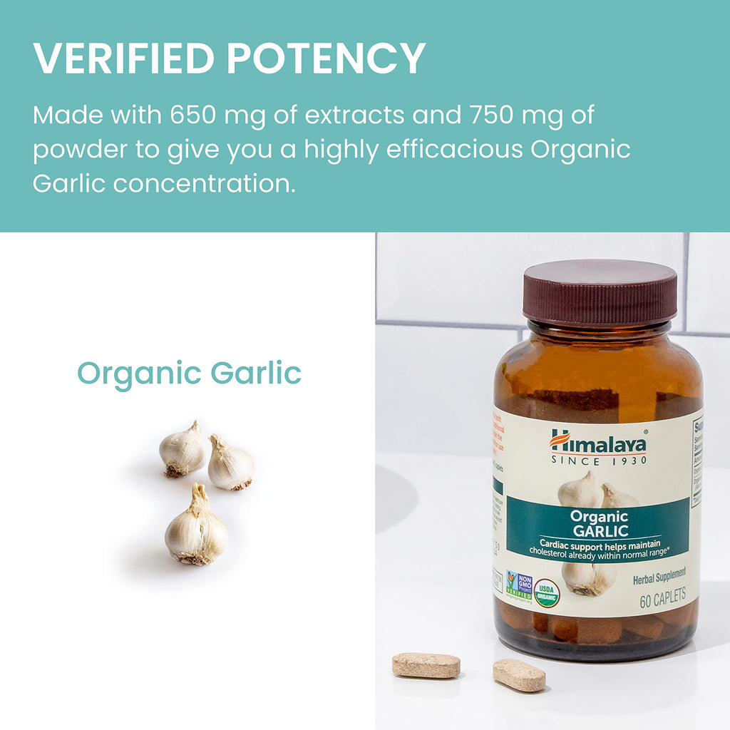 USDA Organic Garlic Supplements 1400 mg 60 Caplets W834
