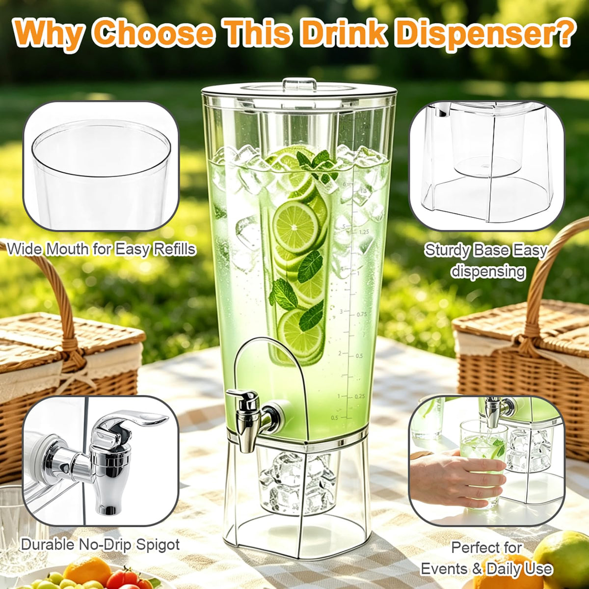 2 Gallon Drink Dispenser with Stand and Fruit Infuser M301490