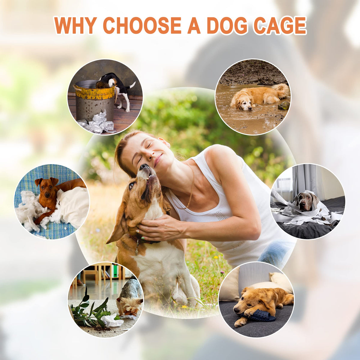 Double Door Folding Metal Wire Dog Crate with Tray V965914