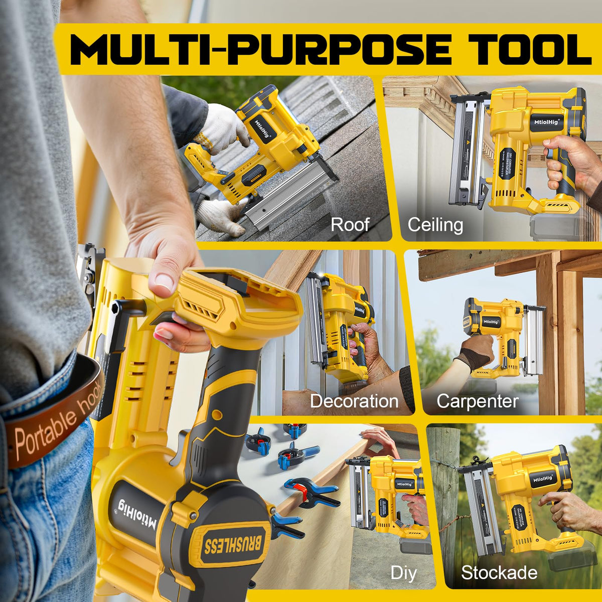 Cordless 2" Brad Nailer, 18 Gauge 2-in-1 Nail Gun/Staple Gun W94729