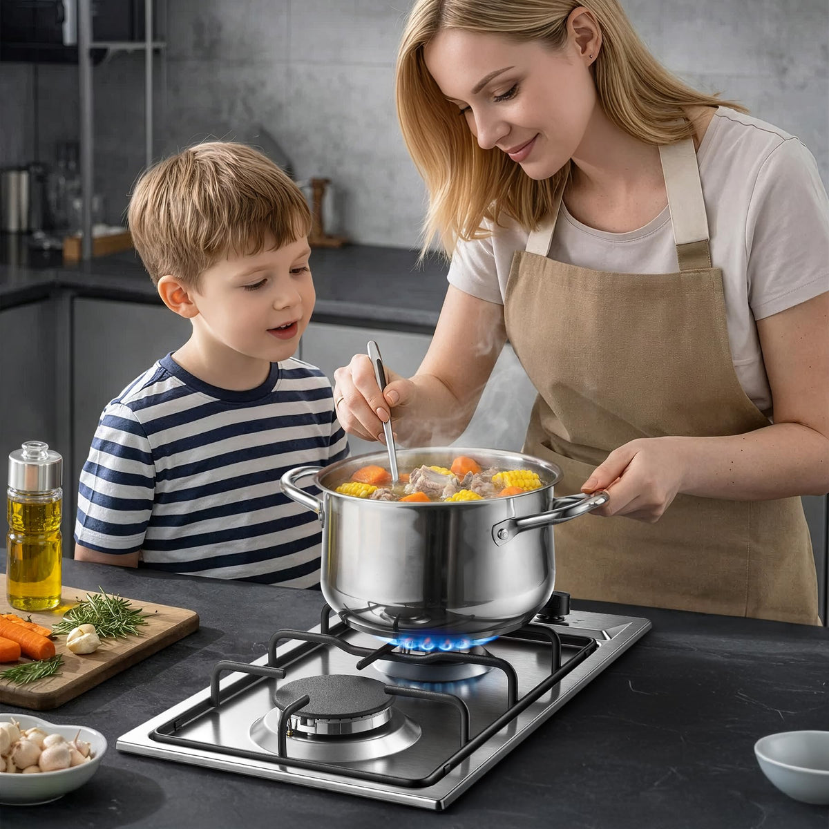 12 Inch 2 Burner Stainless Steel Gas Cooktop A22190