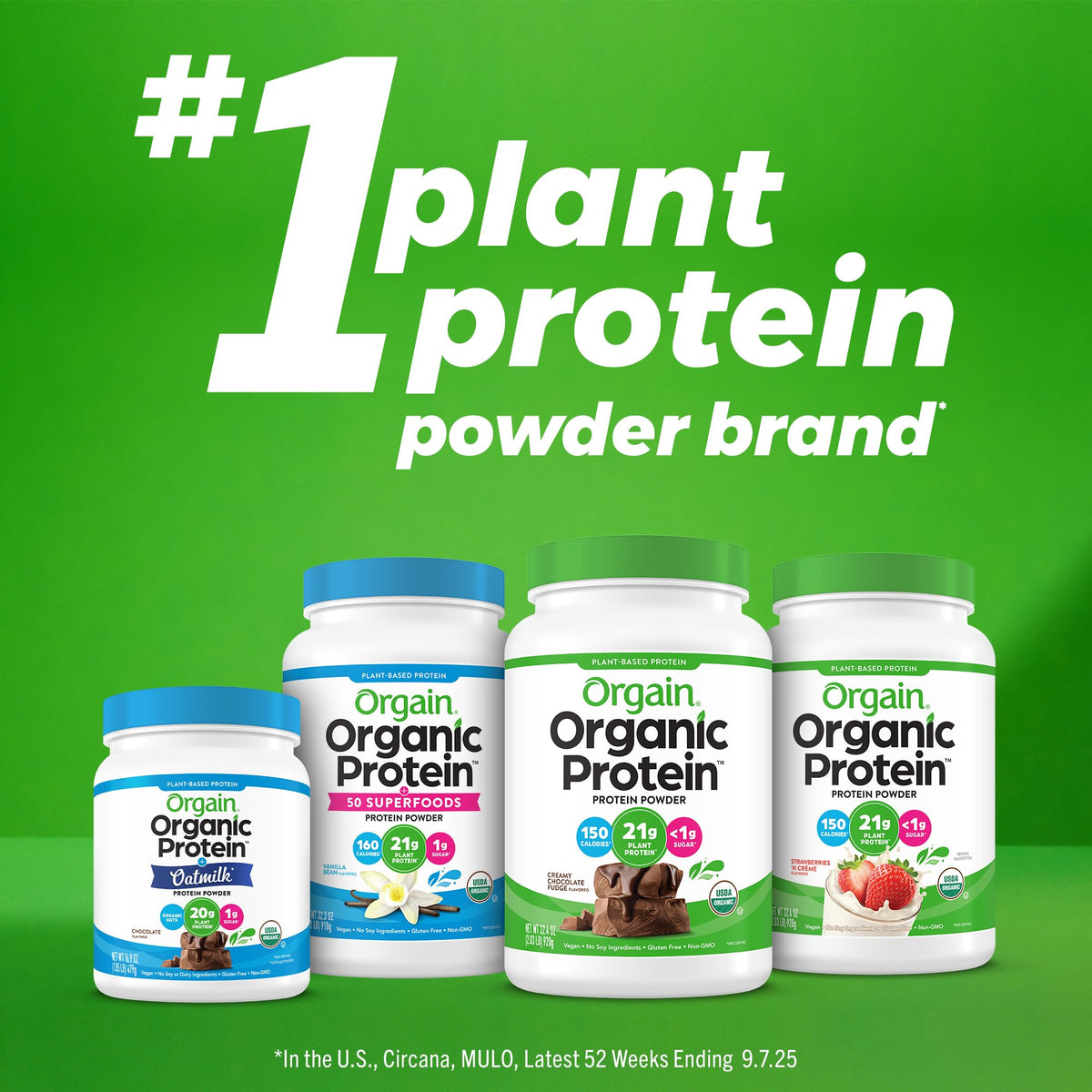 Organic Vegan Protein Powder, Natural Unsweetened, 1.59 lb A48131