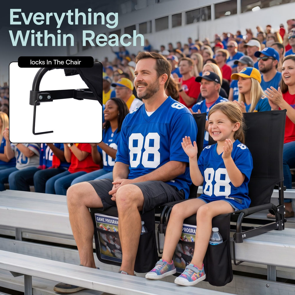 2-Pack Padded Folding Stadium Chairs with Back Support and Armrests F6056