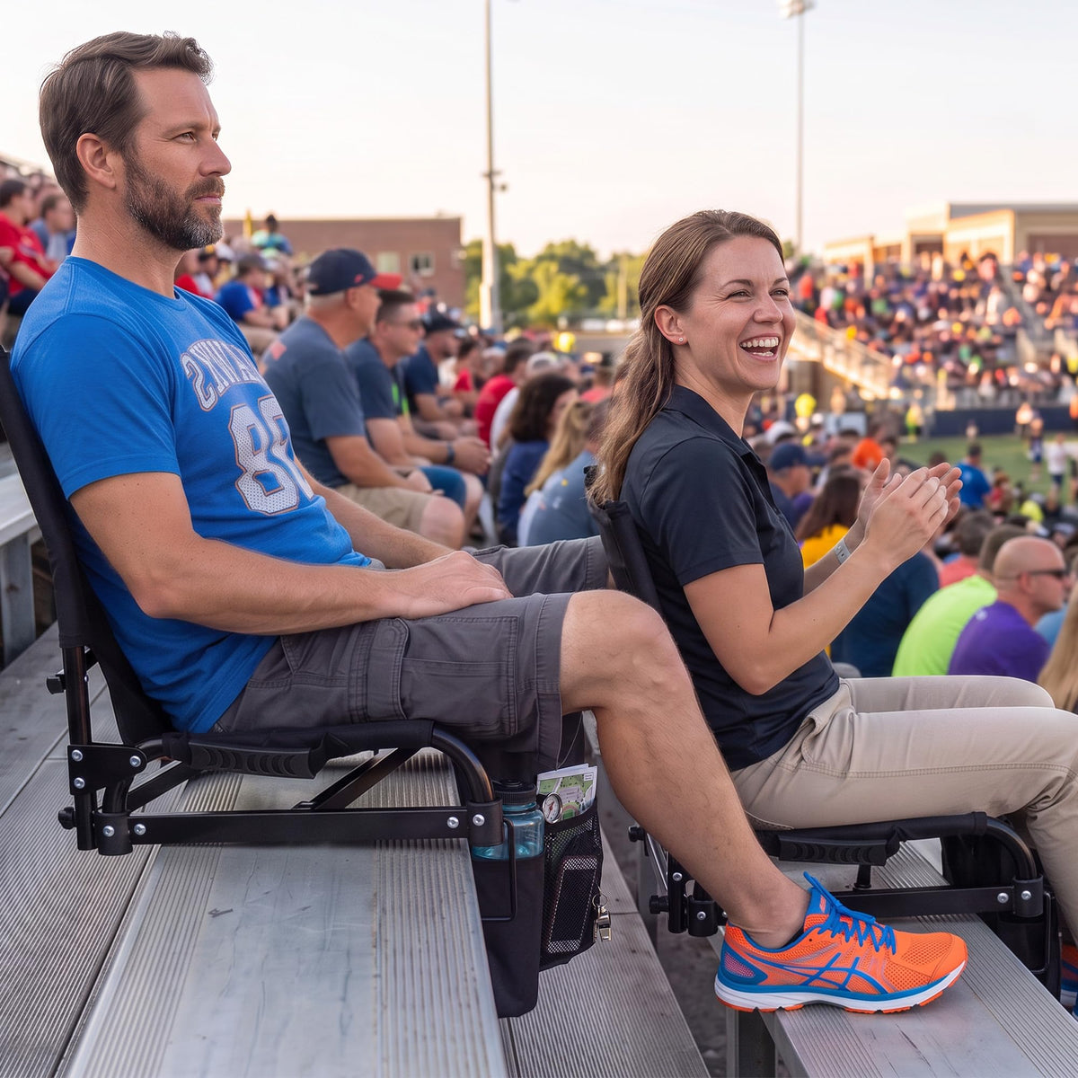 2-Pack Padded Folding Stadium Chairs with Back Support and Armrests F6056