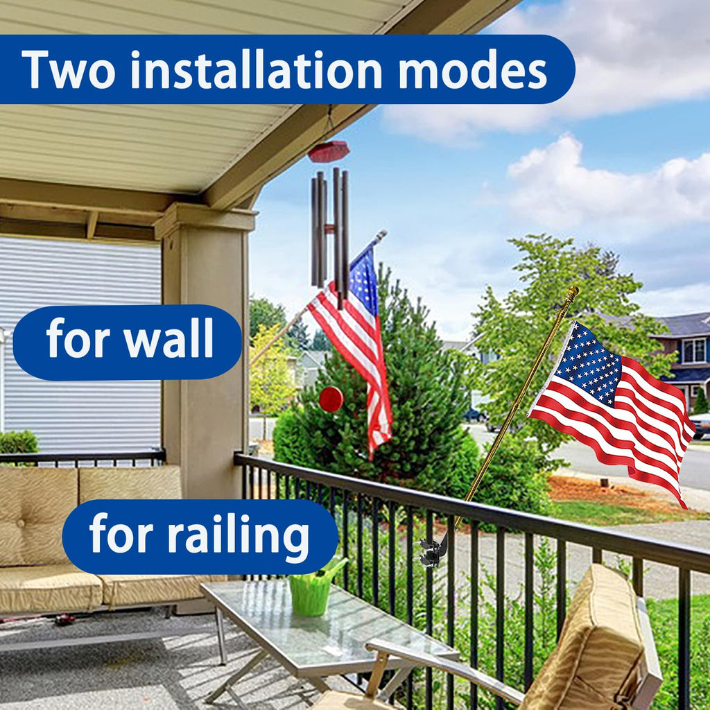 Flagpole Mount for Balcony Railing, Round and Square Railing, Black U2596