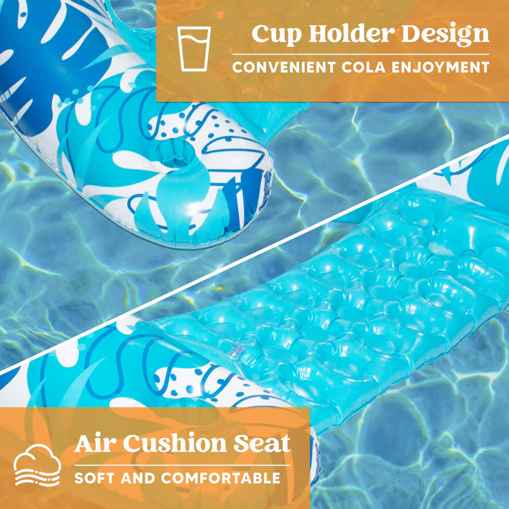 Inflatable Pool Floats 3 Pack with Cup Holders Blue Green Pink R8741