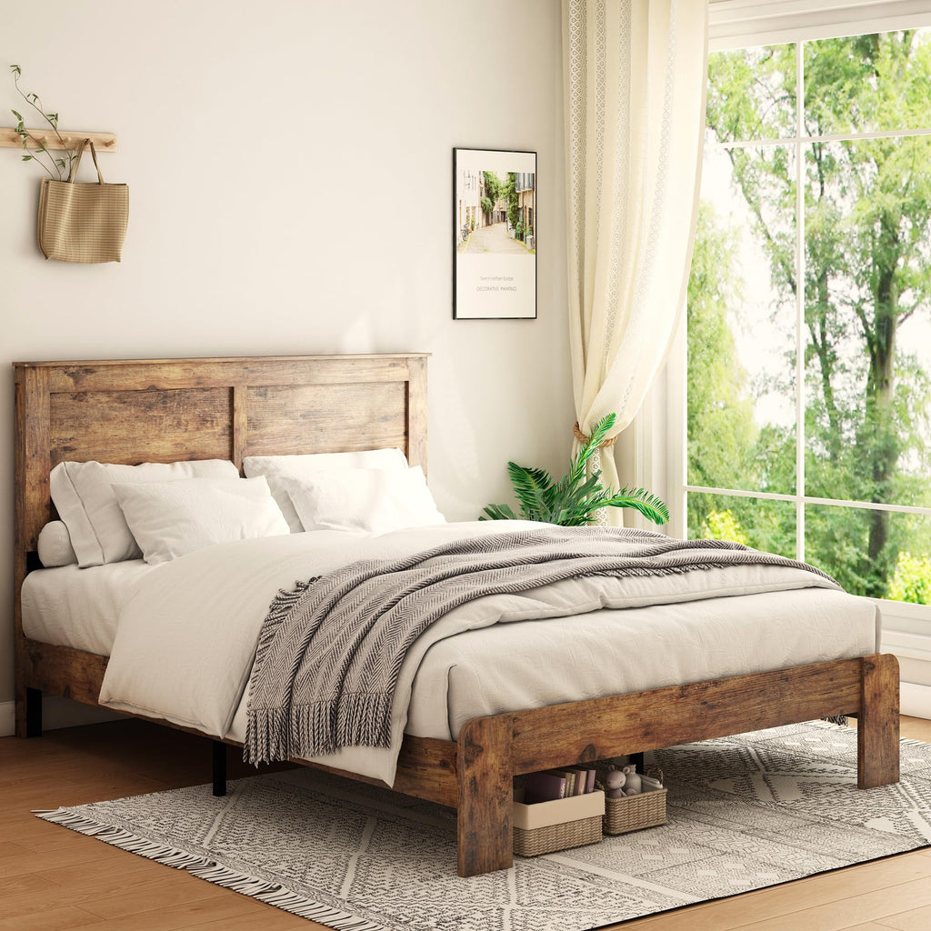 Wood Full Size Bed Frame with Headboard and Footboard K5924