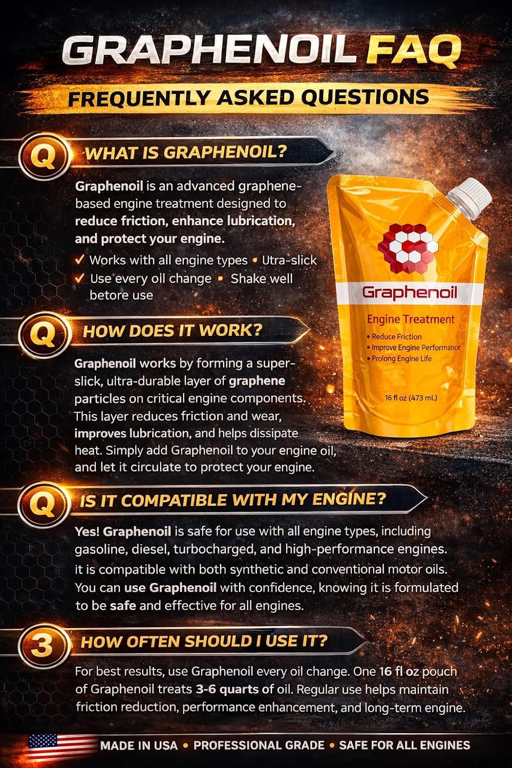 Graphene Engine Treatment, Pack of 6 – 16 oz Pouches A983077