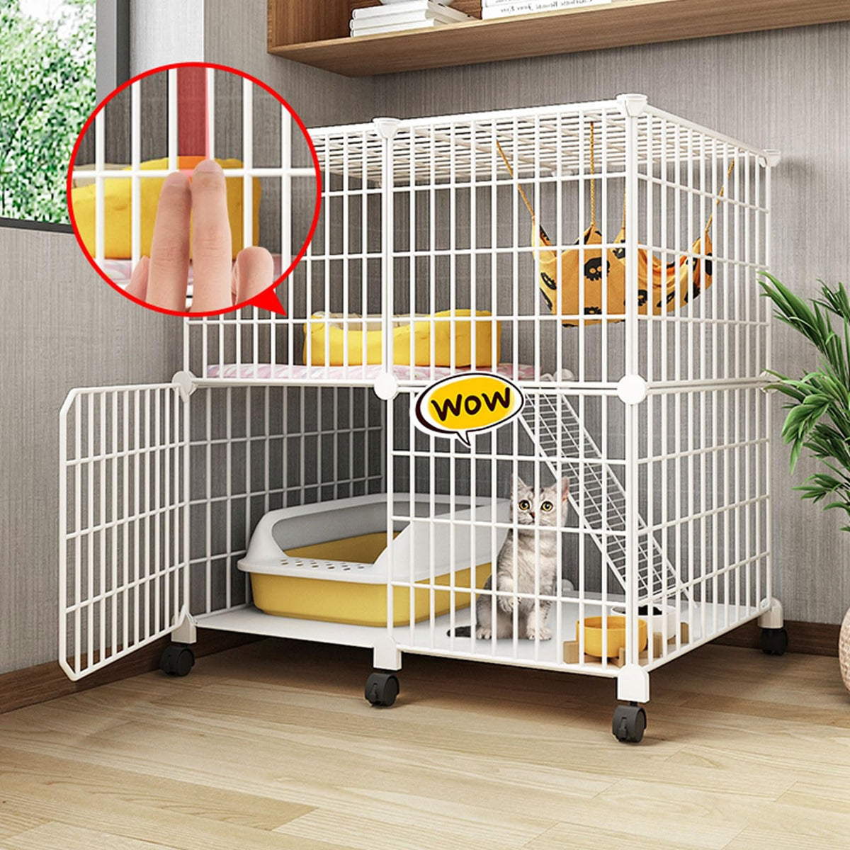 Large Indoor Detachable Metal Cat Cage with Cat Bed Q36852