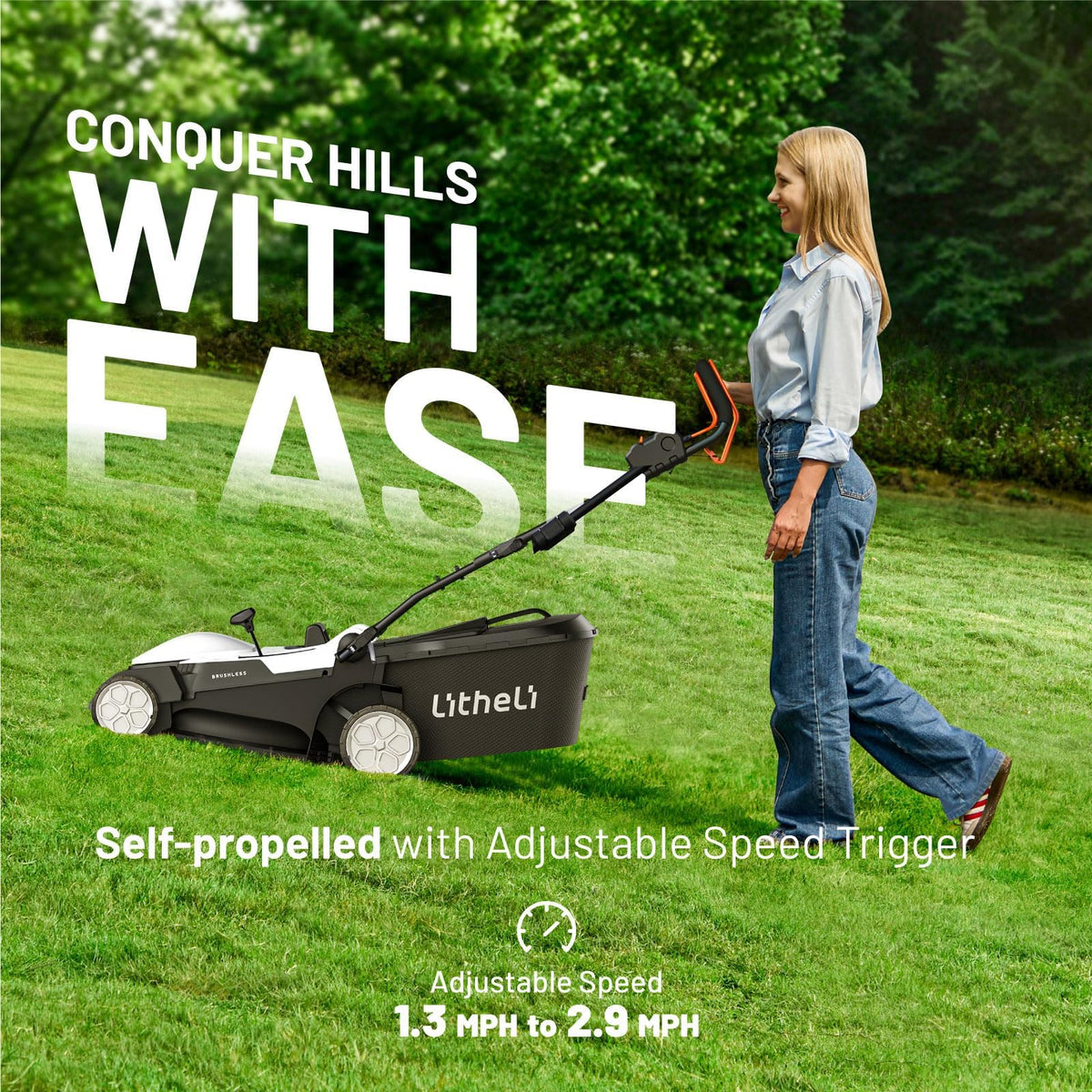 18" Cordless Electric Self Propelled Lawn Mower J899