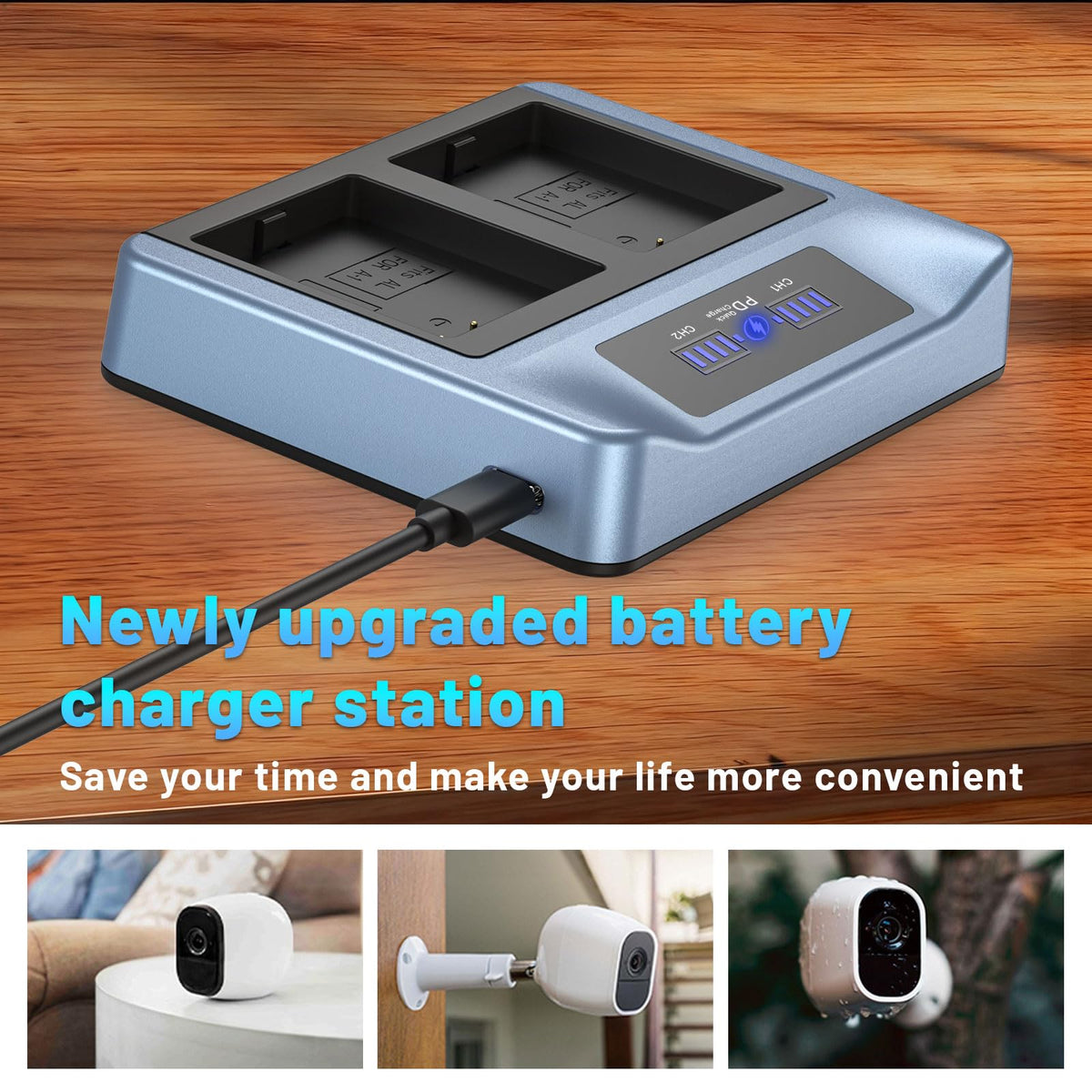 LCD Dual-Screen Display Charger Station for Arlo Pro/pro 2 Battery N376