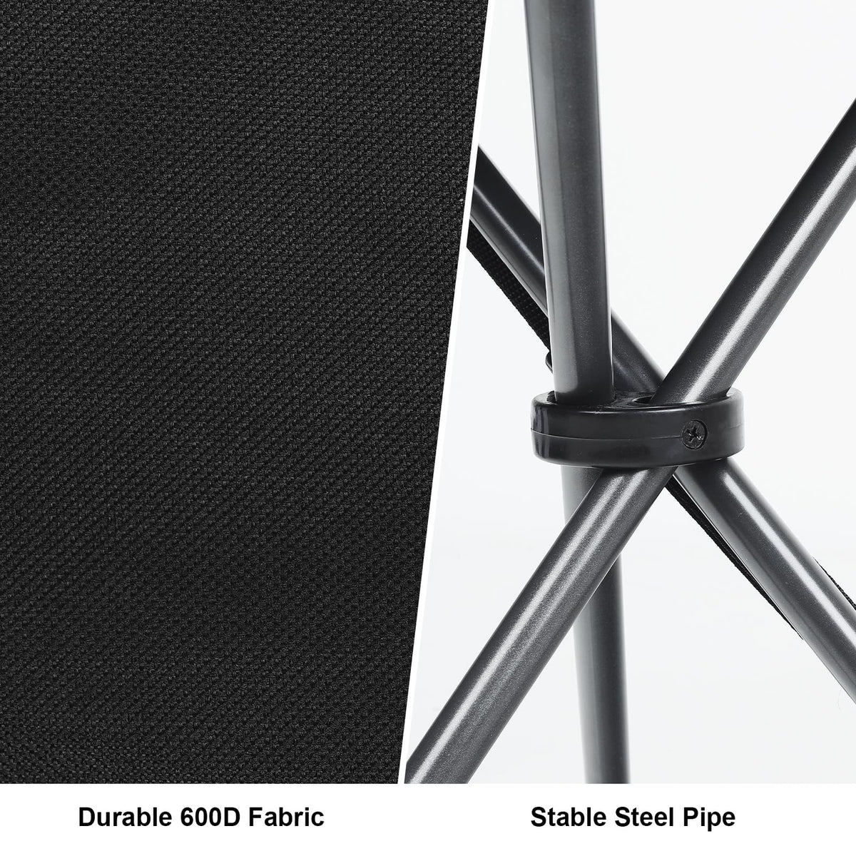 18" Black 3 Legs Folding Tripod Stool W312