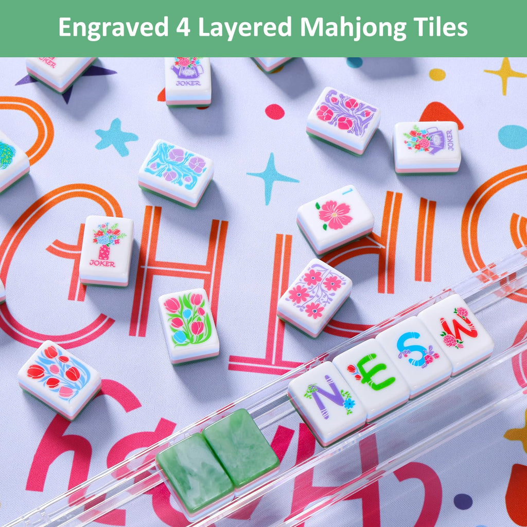 160 Acrylic Engraved Mahjong Tile Set L1013