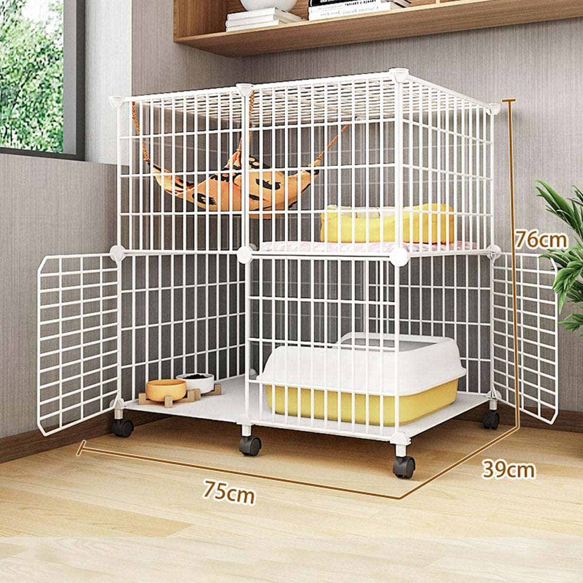 Large Indoor Detachable Metal Cat Cage with Cat Bed Q36852