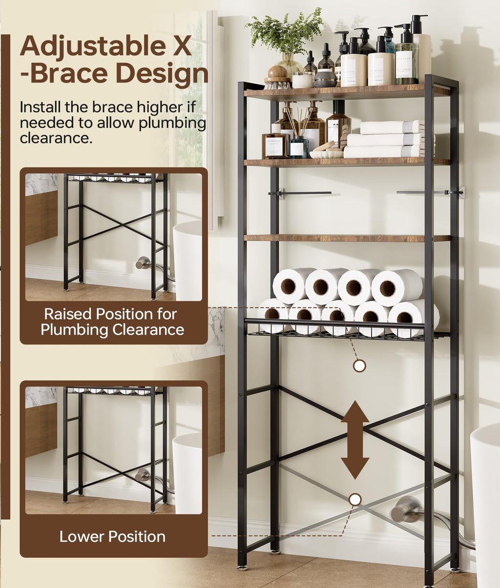 Brown 4-Tier Over-the-Toilet Storage Rack U589