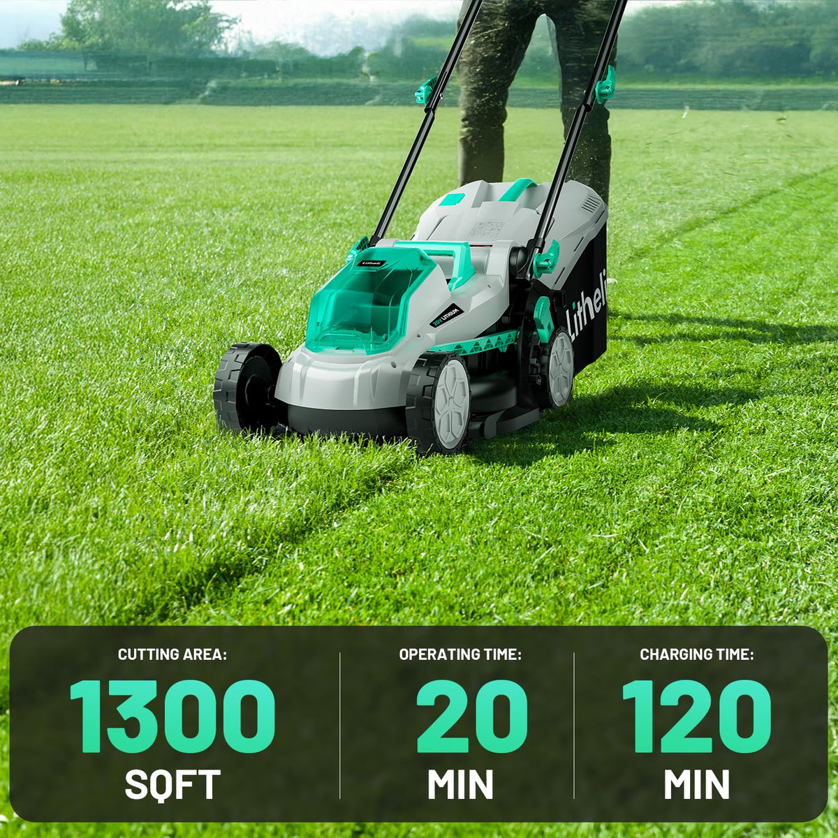 13" Cordless Electric Lawn Mower with Battery & Charger X1834