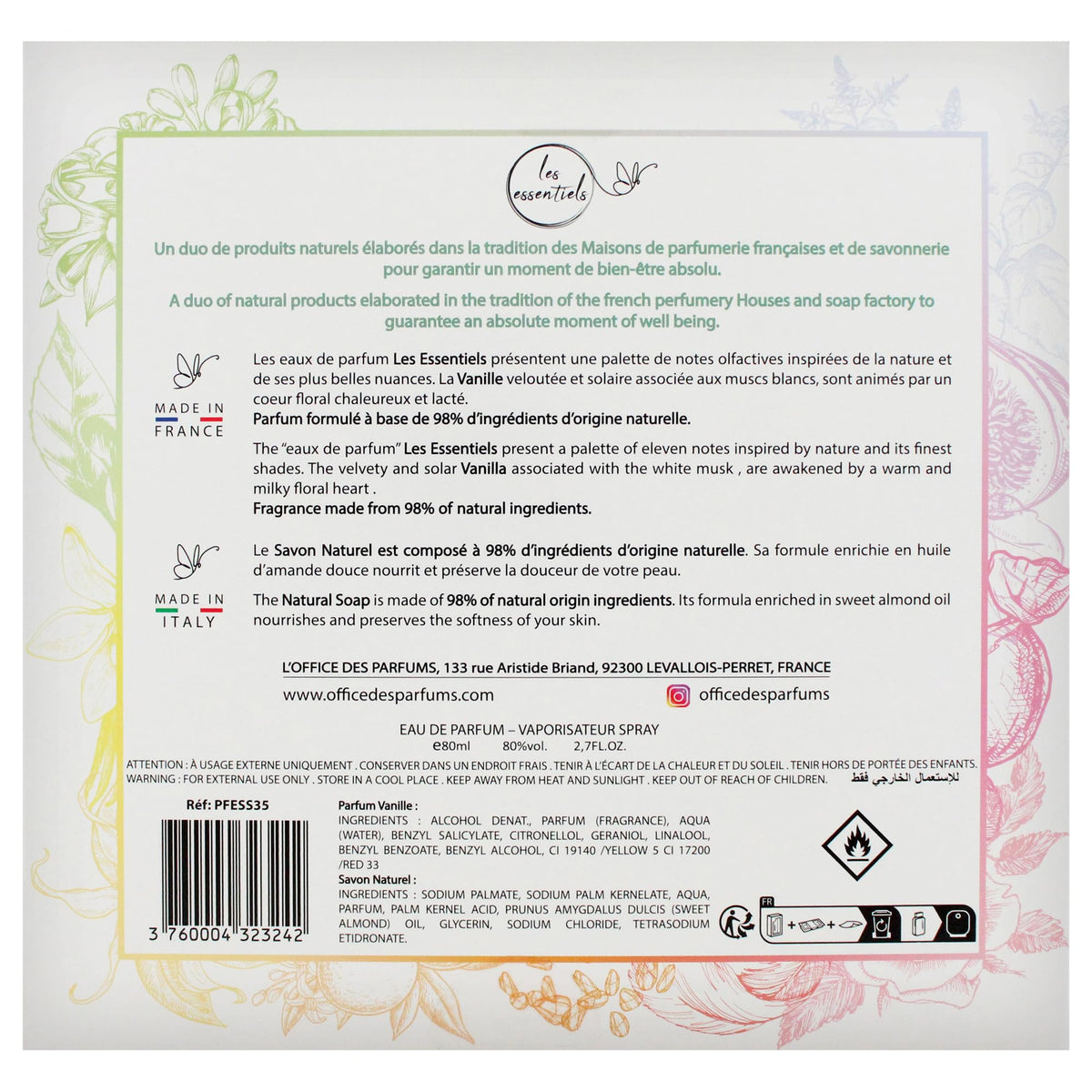 Vanille Perfume and Soap Gift Set 2 pc X7805
