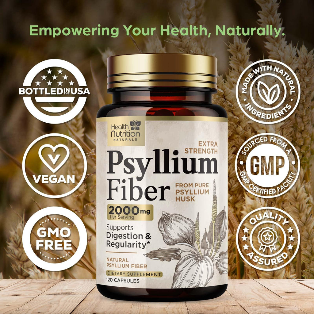 Psyllium Husk Capsules 2000 mg 120 Capsules Q5888