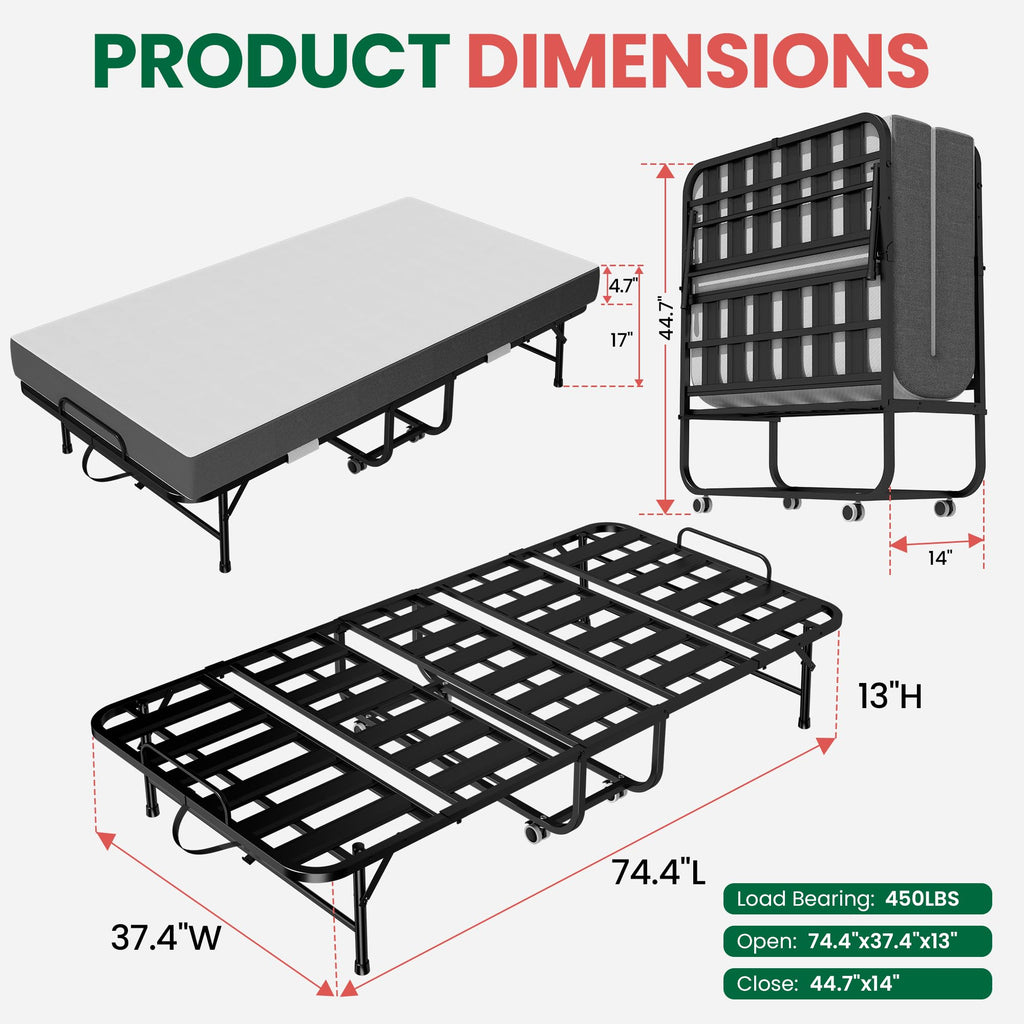 75"x38" Folding Bed with Mattress H8909