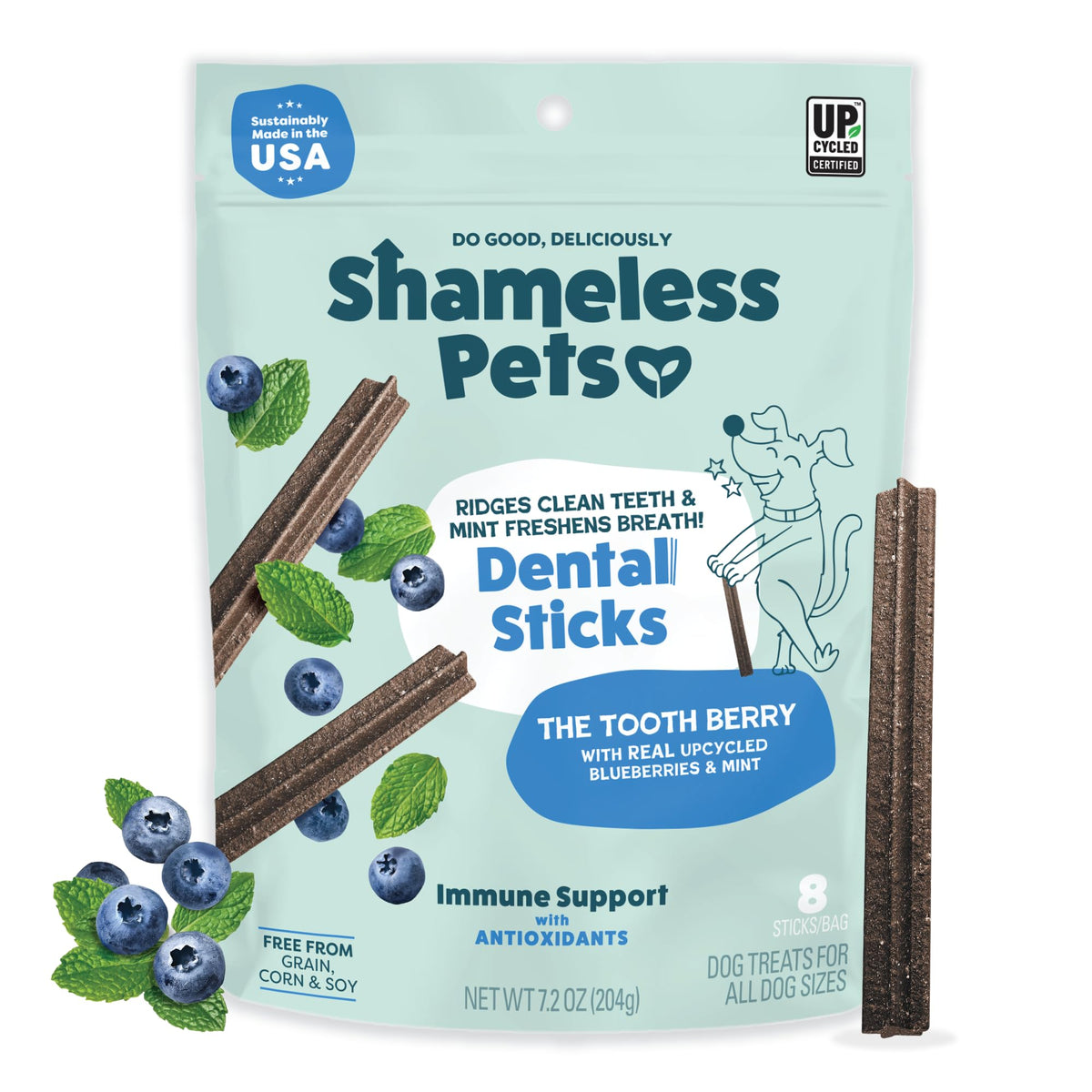 Blueberry & Mint Dental Chews for Dogs, 8 Chews J1187