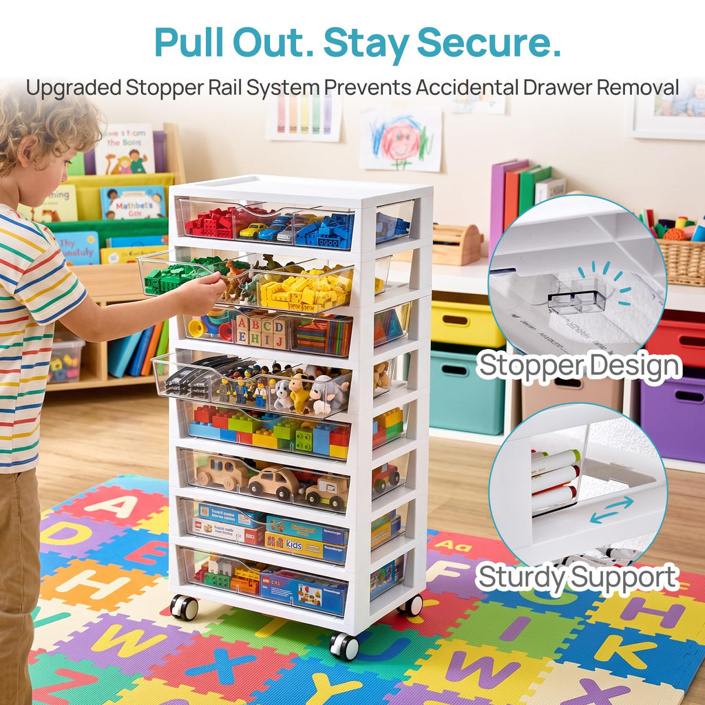 8 Tier Rolling Cart with Drawers Y16129