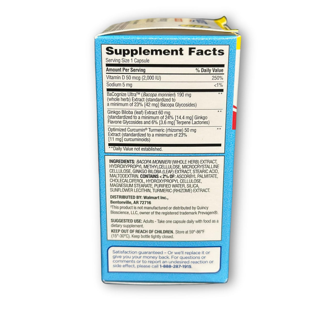 Bacopa Ginkgo Turmeric Vitamin D Capsules 30 Count Z96094