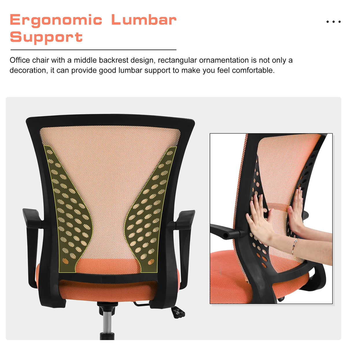Orange Mesh Ergonomic Office Chair with Lumbar Support I8059