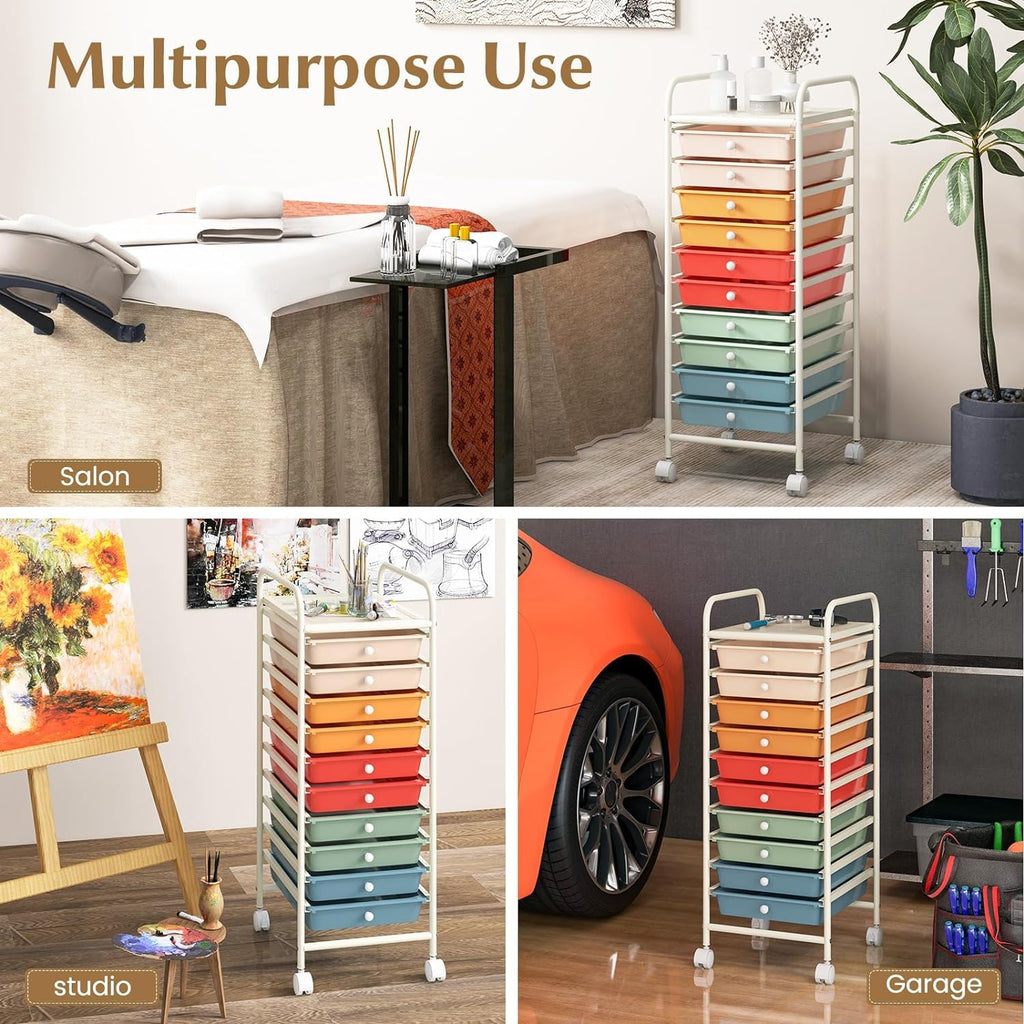 10 Drawer Rolling Storage Cart H70666