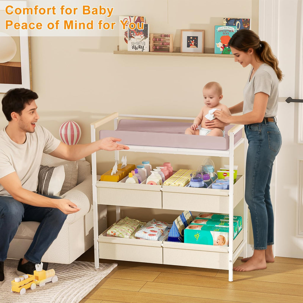 White Baby Changing Table with Storage H83859
