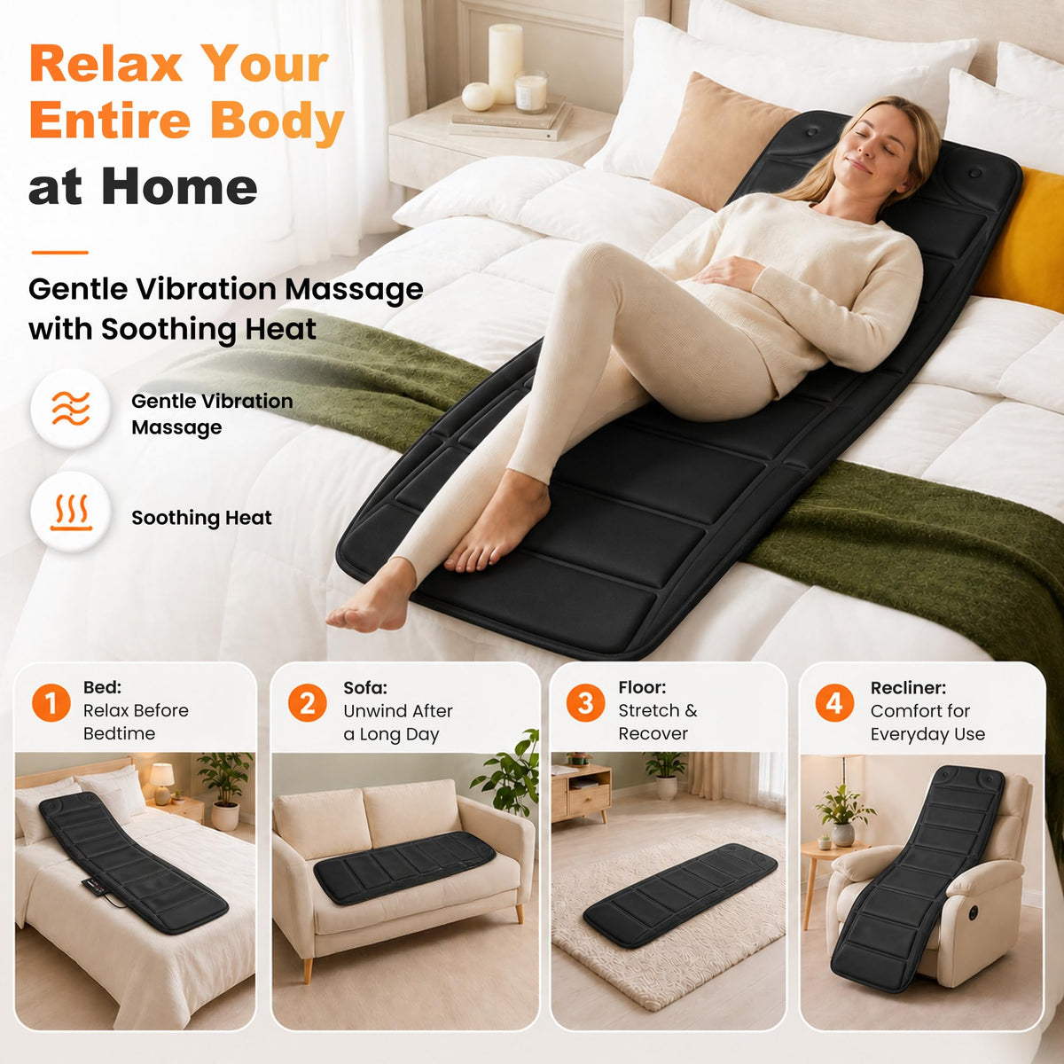 10 Vibration Motors Massage Mat with Auto Shut Off Z88696