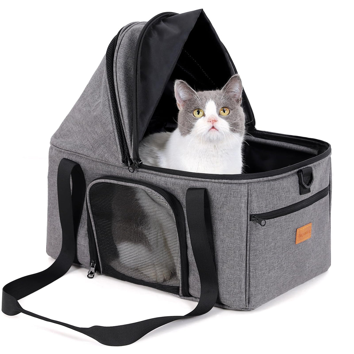 Top-Expandable Cat Carrier with Semi-Open Canopy C871912