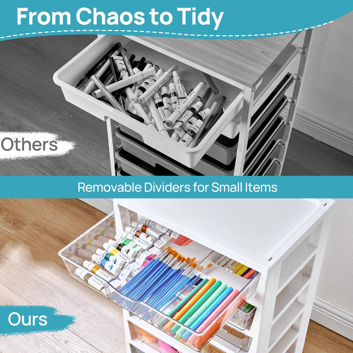 8 Tier Rolling Cart with Drawers Y16129