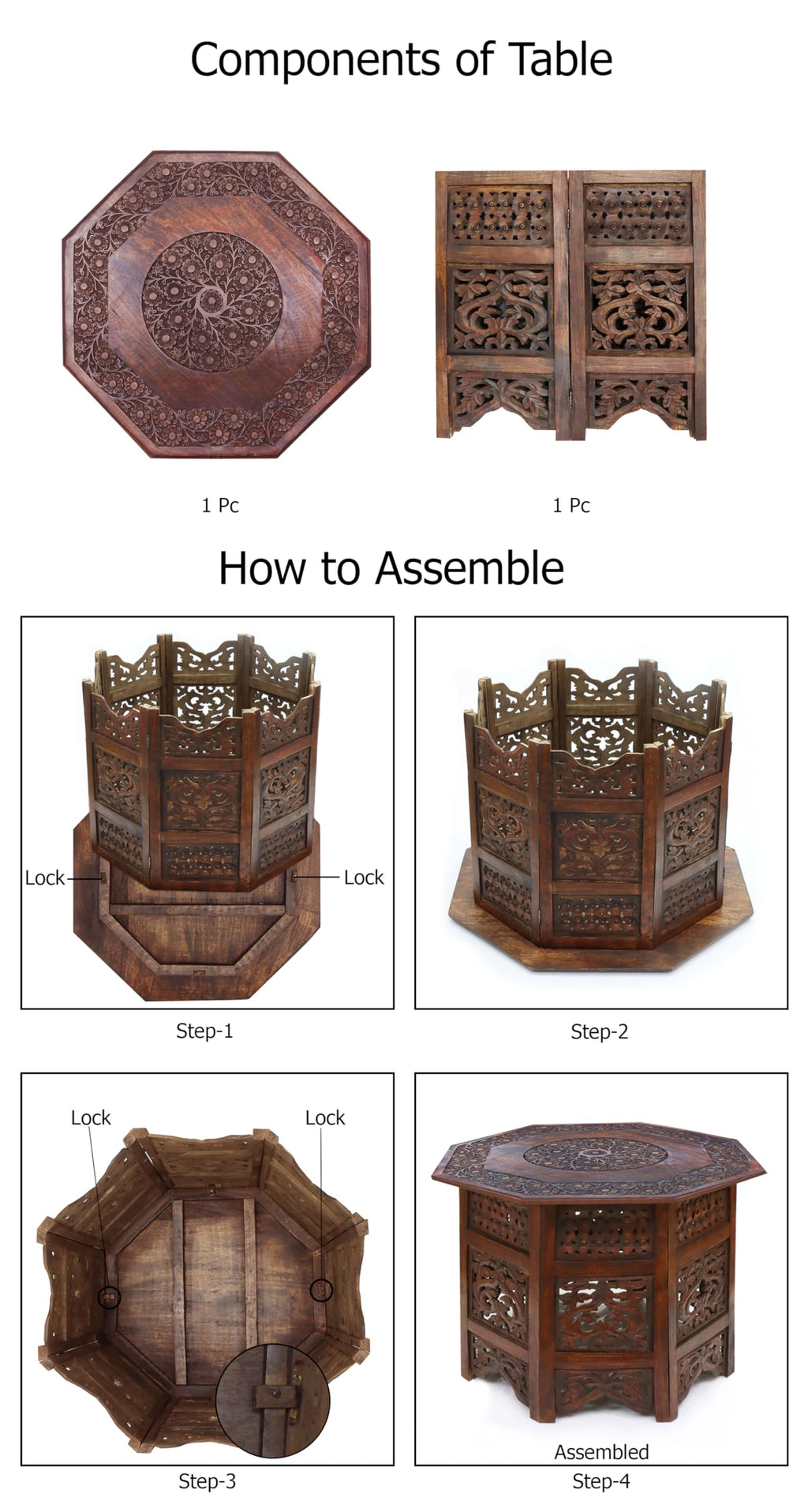 Solid Wood Folding Octagon Coffee Table S6786