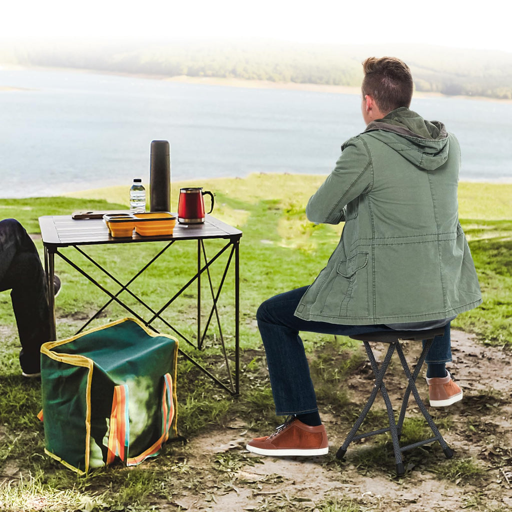 Black Folding Stool with Carry Handle 330lbs Capacity U94970