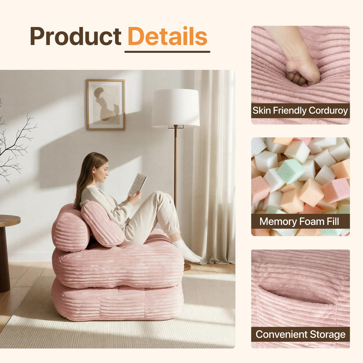Pink Folding Sofa Bed O338
