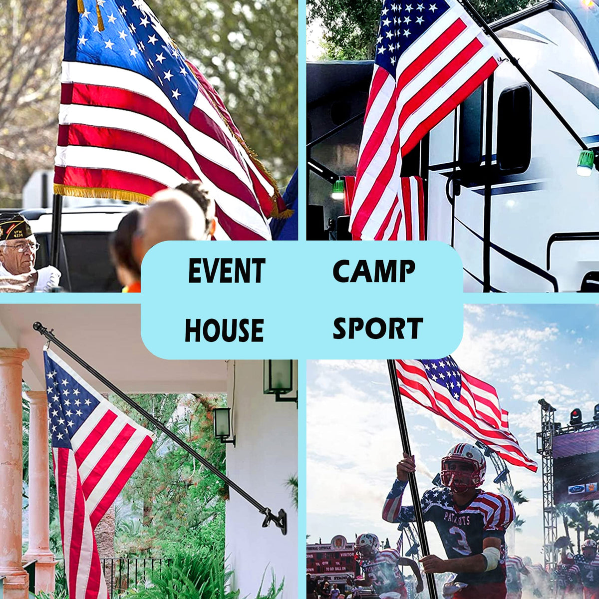 6FT Tangle Free Spinning Metal Flag Pole Kit with 3x5 Flag B4333