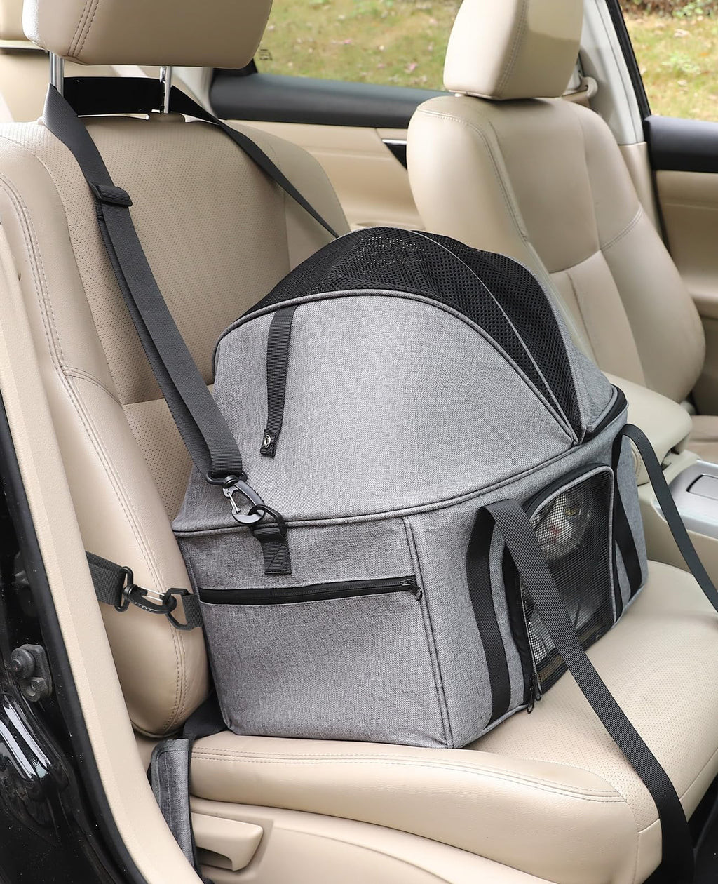 Top-Expandable Cat Carrier with Semi-Open Canopy C871912