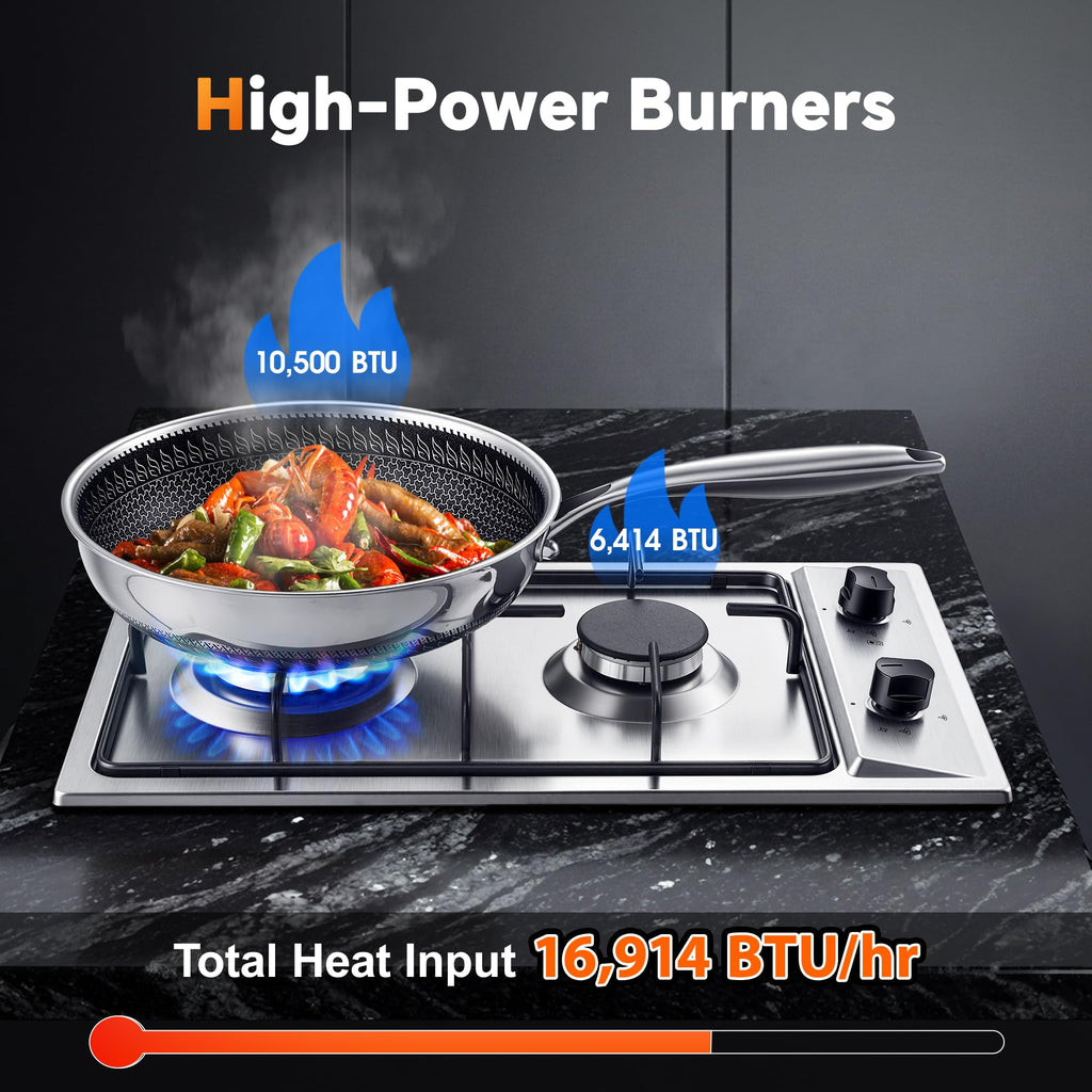 12 Inch 2 Burner Stainless Steel Gas Cooktop A22190