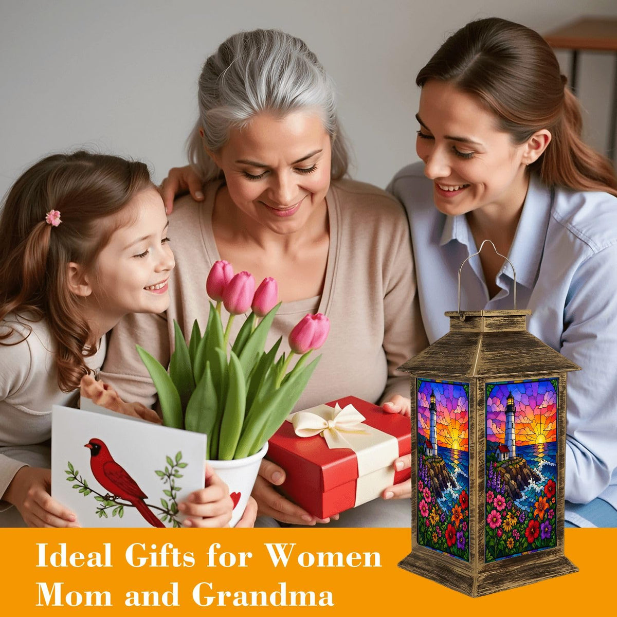 Waterproof Stained Glass Solar Lantern Q234499