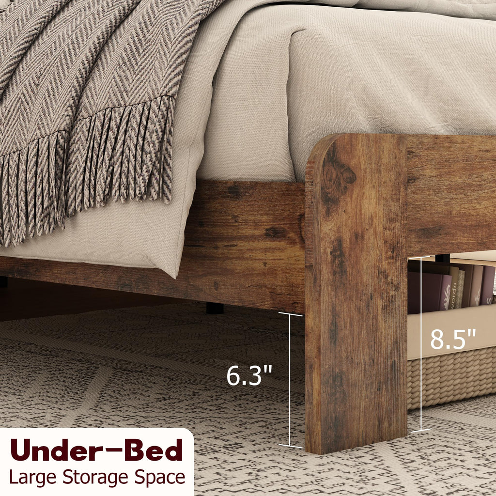 Wood Full Size Bed Frame with Headboard and Footboard K5924