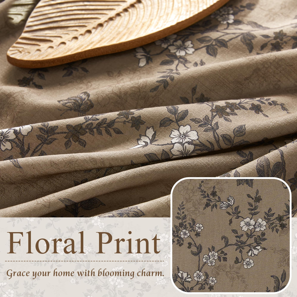Extra Long Linen Floral Curtains 108 Inches R9959