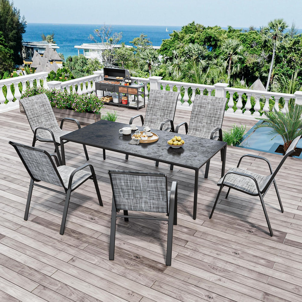 Grey Set of 4 Stackable Textilene Metal Patio Chairs U48162