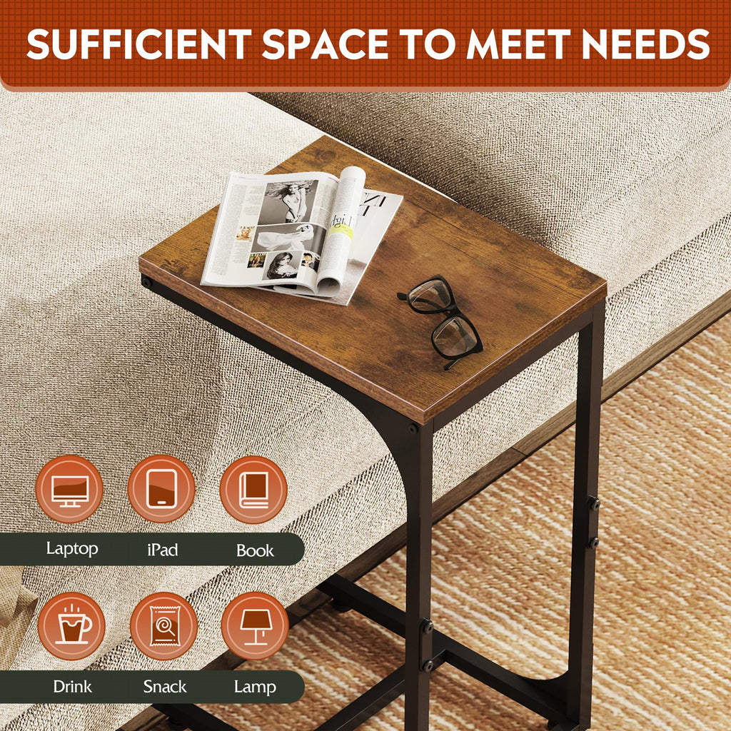 C-Shaped End Table Set of 2 Metal Frame M996676