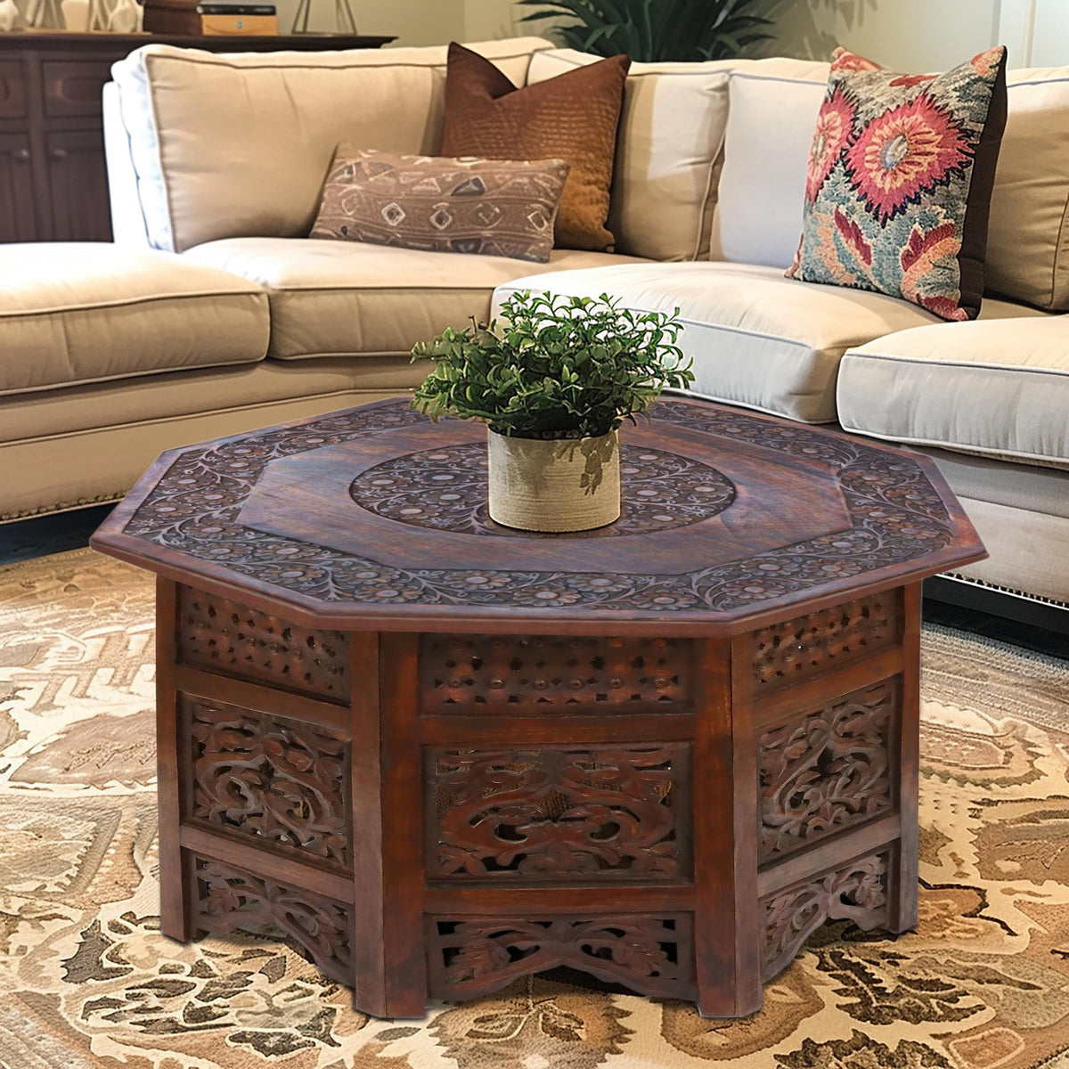 Solid Wood Folding Octagon Coffee Table S6786