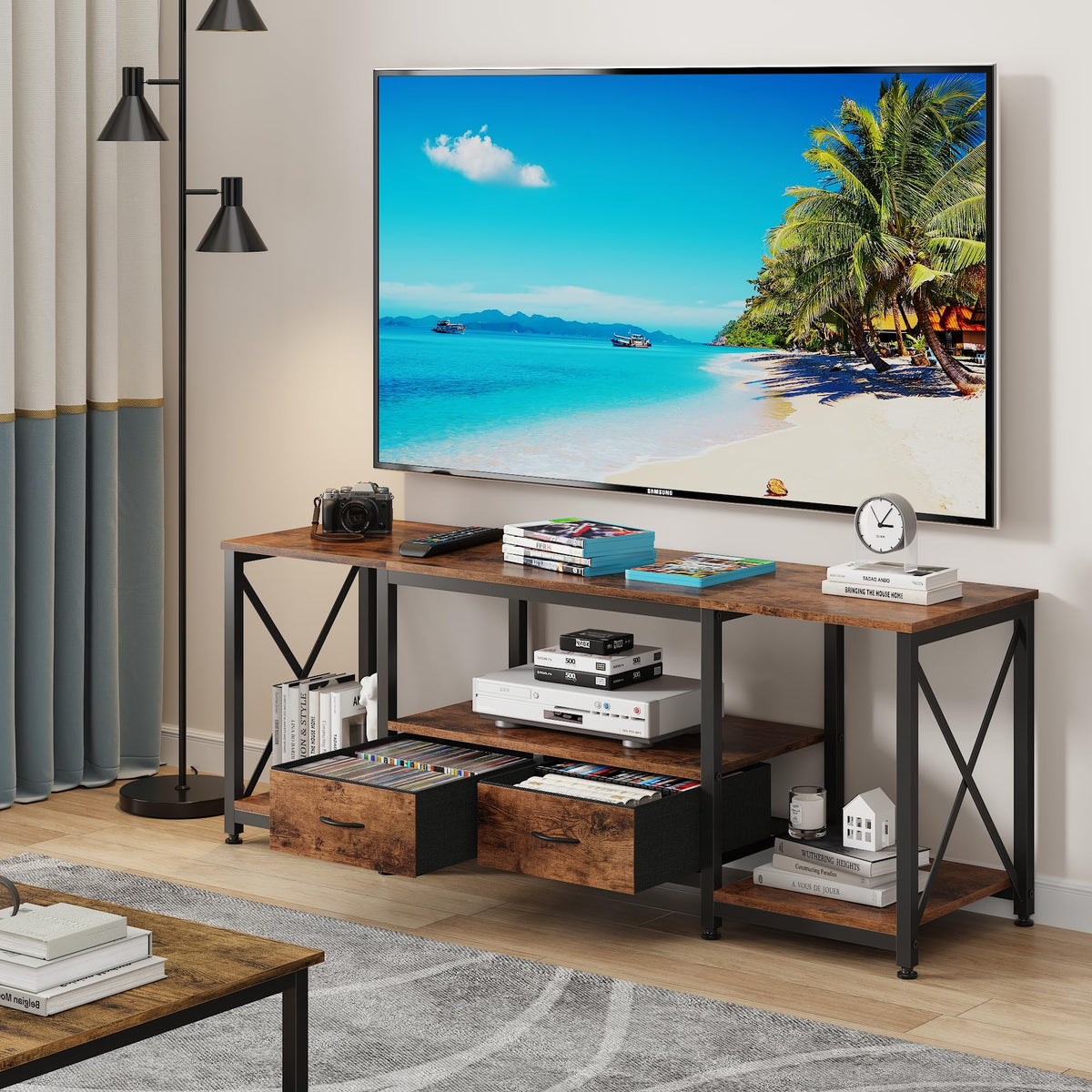 Fabric Drawers TV Stand for 65 70 75 Inches TV J4931