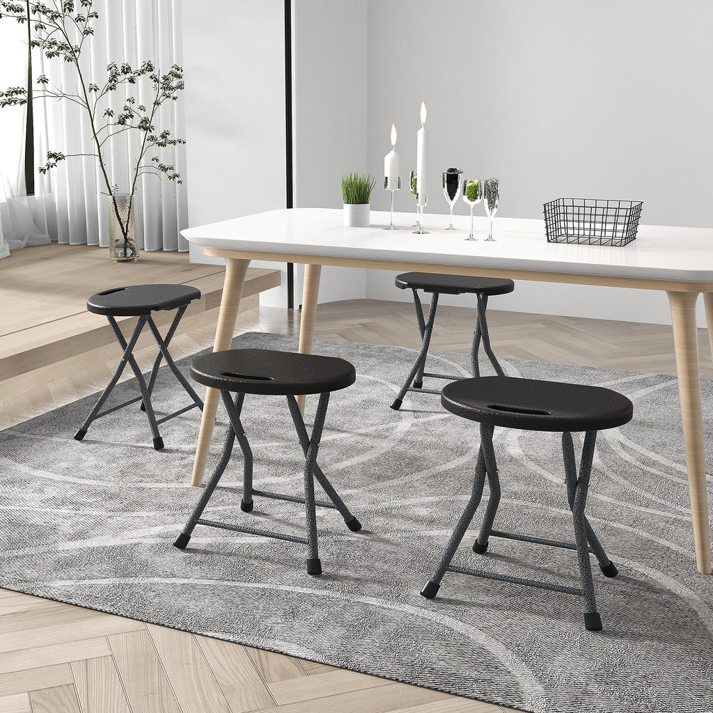 Black Folding Stool with Carry Handle 330lbs Capacity U94970