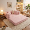Pink Convertible Futon Sofa Bed with 3 Pillows Y459602